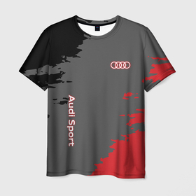 Мужская футболка 3D с принтом Audi sport grunge в Тюмени, 100% полиэфир | прямой крой, круглый вырез горловины, длина до линии бедер | 