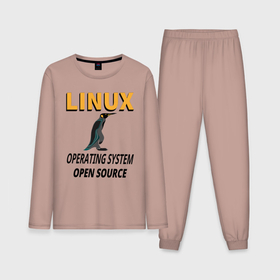 Мужская пижама с лонгсливом хлопок с принтом Система Linux в Кировске,  |  | 