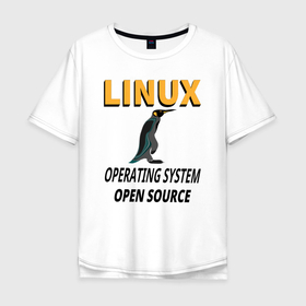 Мужская футболка хлопок Oversize с принтом Система Linux в Курске, 100% хлопок | свободный крой, круглый ворот, “спинка” длиннее передней части | 