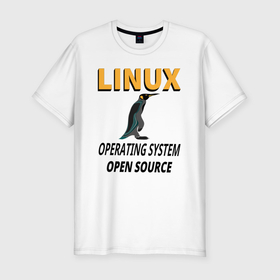Мужская футболка хлопок Slim с принтом Система Linux в Петрозаводске, 92% хлопок, 8% лайкра | приталенный силуэт, круглый вырез ворота, длина до линии бедра, короткий рукав | 