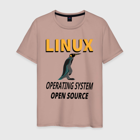 Мужская футболка хлопок с принтом Система Linux в Белгороде, 100% хлопок | прямой крой, круглый вырез горловины, длина до линии бедер, слегка спущенное плечо. | Тематика изображения на принте: 