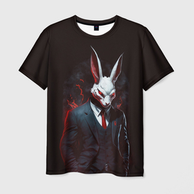 Мужская футболка 3D с принтом Devil rabbit в Екатеринбурге, 100% полиэфир | прямой крой, круглый вырез горловины, длина до линии бедер | 