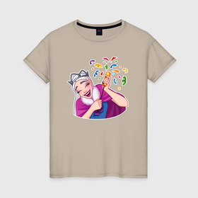 Женская футболка хлопок с принтом Снежная и хлопушка в Тюмени, 100% хлопок | прямой крой, круглый вырез горловины, длина до линии бедер, слегка спущенное плечо | 