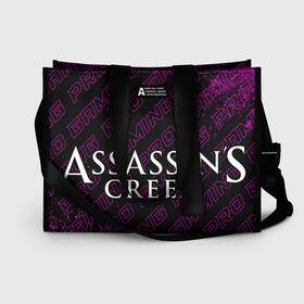 Сумка-шоппер 3D с принтом Assassins Creed pro gaming: надпись и символ в Курске, 100% полиэстер | застегивается на металлическую кнопку; внутренний карман застегивается на молнию. Стенки укреплены специальным мягким материалом, чтобы защитить содержимое от несильных ударов
 | 