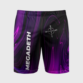 Мужские шорты спортивные с принтом Megadeth violet plasma в Белгороде,  |  | 