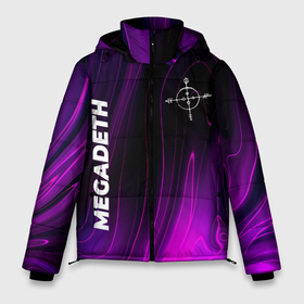 Мужская зимняя куртка 3D с принтом Megadeth violet plasma в Екатеринбурге, верх — 100% полиэстер; подкладка — 100% полиэстер; утеплитель — 100% полиэстер | длина ниже бедра, свободный силуэт Оверсайз. Есть воротник-стойка, отстегивающийся капюшон и ветрозащитная планка. 

Боковые карманы с листочкой на кнопках и внутренний карман на молнии. | 