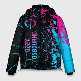 Мужская зимняя куртка 3D с принтом Ozzy Osbourne   neon gradient: по вертикали в Екатеринбурге, верх — 100% полиэстер; подкладка — 100% полиэстер; утеплитель — 100% полиэстер | длина ниже бедра, свободный силуэт Оверсайз. Есть воротник-стойка, отстегивающийся капюшон и ветрозащитная планка. 

Боковые карманы с листочкой на кнопках и внутренний карман на молнии. | 
