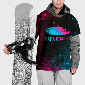 Накидка на куртку 3D с принтом Papa Roach   neon gradient в Тюмени, 100% полиэстер |  | Тематика изображения на принте: 
