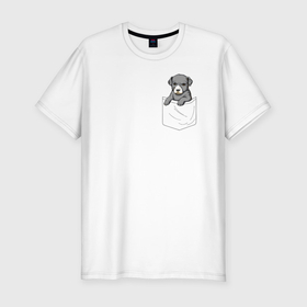 Мужская футболка хлопок Slim с принтом Карманный щенок в Белгороде, 92% хлопок, 8% лайкра | приталенный силуэт, круглый вырез ворота, длина до линии бедра, короткий рукав | 