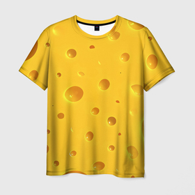 Мужская футболка 3D с принтом Сырная текстура в Курске, 100% полиэфир | прямой крой, круглый вырез горловины, длина до линии бедер | 