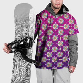 Накидка на куртку 3D с принтом Абстрактные разноцветные узоры на пурпурно фиолетовом фоне в Белгороде, 100% полиэстер |  | 