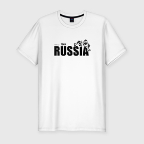 Мужская футболка хлопок Slim с принтом National team of Russia в Кировске, 92% хлопок, 8% лайкра | приталенный силуэт, круглый вырез ворота, длина до линии бедра, короткий рукав | 