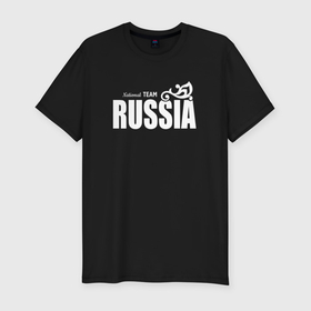 Мужская футболка хлопок Slim с принтом Сборная России   Russia national team в Кировске, 92% хлопок, 8% лайкра | приталенный силуэт, круглый вырез ворота, длина до линии бедра, короткий рукав | 