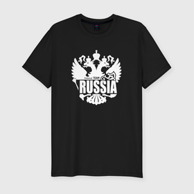 Мужская футболка хлопок Slim с принтом Russia national team   сборная России в Курске, 92% хлопок, 8% лайкра | приталенный силуэт, круглый вырез ворота, длина до линии бедра, короткий рукав | 