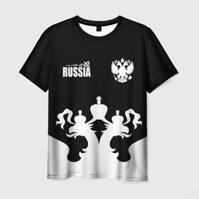 Мужская футболка 3D с принтом Russia national team в Новосибирске, 100% полиэфир | прямой крой, круглый вырез горловины, длина до линии бедер | 