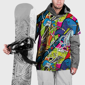 Накидка на куртку 3D с принтом Guitars   pop art pattern в Санкт-Петербурге, 100% полиэстер |  | Тематика изображения на принте: 