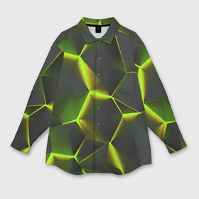 Мужская рубашка oversize 3D с принтом Разлом неоновых плит в Санкт-Петербурге,  |  | 