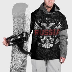 Накидка на куртку 3D с принтом Герб России с надписью Russia , 100% полиэстер |  | Тематика изображения на принте: 