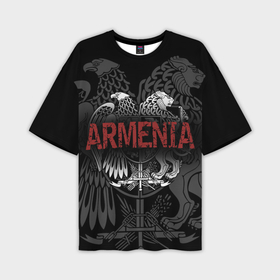 Мужская футболка oversize 3D с принтом Герб Армении с надписью Armenia в Кировске,  |  | 