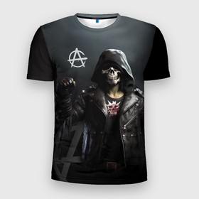 Мужская футболка 3D Slim с принтом Зомби анархист в Белгороде, 100% полиэстер с улучшенными характеристиками | приталенный силуэт, круглая горловина, широкие плечи, сужается к линии бедра | Тематика изображения на принте: 
