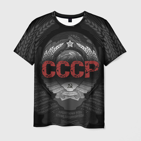 Мужская футболка 3D с принтом Герб Советского союза с надписью СССР в Белгороде, 100% полиэфир | прямой крой, круглый вырез горловины, длина до линии бедер | 