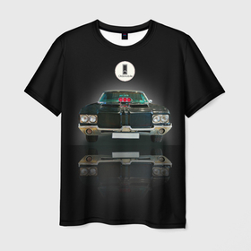 Мужская футболка 3D с принтом Мощная спортивная машина Oldsmobile Cutlass в Белгороде, 100% полиэфир | прямой крой, круглый вырез горловины, длина до линии бедер | Тематика изображения на принте: 