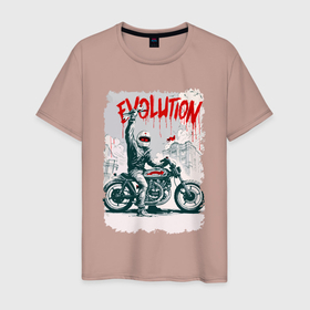 Мужская футболка хлопок с принтом Evolution   motorcycle в Новосибирске, 100% хлопок | прямой крой, круглый вырез горловины, длина до линии бедер, слегка спущенное плечо. | Тематика изображения на принте: 