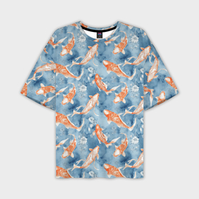 Мужская футболка oversize 3D с принтом Золотые рыбки паттерн в Петрозаводске,  |  | 