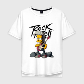 Мужская футболка хлопок Oversize с принтом Simpsons   Rock в Петрозаводске, 100% хлопок | свободный крой, круглый ворот, “спинка” длиннее передней части | 