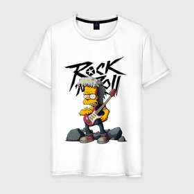 Мужская футболка хлопок с принтом Simpsons   Rock в Белгороде, 100% хлопок | прямой крой, круглый вырез горловины, длина до линии бедер, слегка спущенное плечо. | Тематика изображения на принте: 