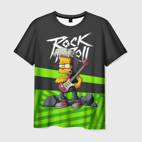 Мужская футболка 3D с принтом rock music   Simpsons в Белгороде, 100% полиэфир | прямой крой, круглый вырез горловины, длина до линии бедер | Тематика изображения на принте: 