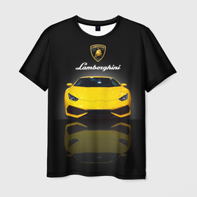 Мужская футболка 3D с принтом Итальянский суперкар Lamborghini Aventador в Санкт-Петербурге, 100% полиэфир | прямой крой, круглый вырез горловины, длина до линии бедер | 
