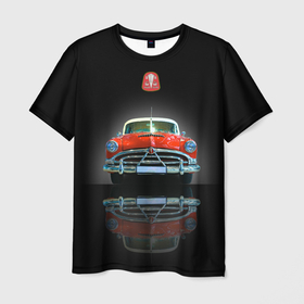 Мужская футболка 3D с принтом Классический американский автомобиль Hudson Hornet 1953 года в Екатеринбурге, 100% полиэфир | прямой крой, круглый вырез горловины, длина до линии бедер | 
