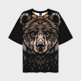 Мужская футболка oversize 3D с принтом Медведь в этническом стиле в Новосибирске,  |  | Тематика изображения на принте: 