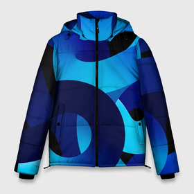 Мужская зимняя куртка 3D с принтом Синие линии в виде узоров в Екатеринбурге, верх — 100% полиэстер; подкладка — 100% полиэстер; утеплитель — 100% полиэстер | длина ниже бедра, свободный силуэт Оверсайз. Есть воротник-стойка, отстегивающийся капюшон и ветрозащитная планка. 

Боковые карманы с листочкой на кнопках и внутренний карман на молнии. | 