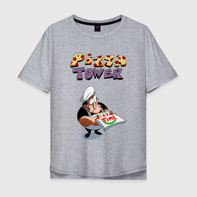 Мужская футболка хлопок Oversize с принтом Пеппино Спагетти из Pizza Tower в Петрозаводске, 100% хлопок | свободный крой, круглый ворот, “спинка” длиннее передней части | 