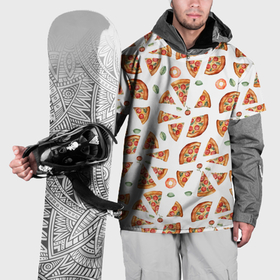Накидка на куртку 3D с принтом кусочки пиццы    паттерн на белом в Новосибирске, 100% полиэстер |  | Тематика изображения на принте: 