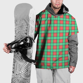 Накидка на куртку 3D с принтом Клетчатый зелено  оранжевый паттерн в Тюмени, 100% полиэстер |  | 