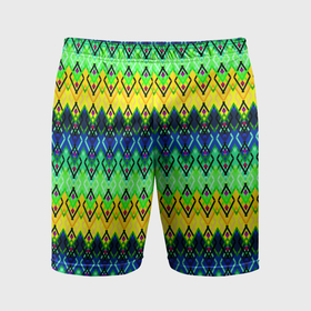 Мужские шорты спортивные с принтом Разноцветный желто синий геометрический орнамент ,  |  | Тематика изображения на принте: 
