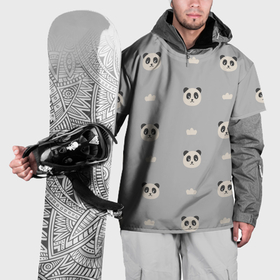 Накидка на куртку 3D с принтом пандочки и облачка    паттерн серый в Кировске, 100% полиэстер |  | 