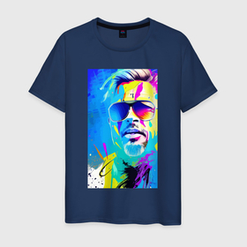 Мужская футболка хлопок с принтом Brad Pitt   sketch   pop art в Санкт-Петербурге, 100% хлопок | прямой крой, круглый вырез горловины, длина до линии бедер, слегка спущенное плечо. | 