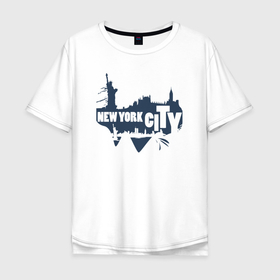 Мужская футболка хлопок Oversize с принтом City New York в Тюмени, 100% хлопок | свободный крой, круглый ворот, “спинка” длиннее передней части | 