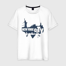Мужская футболка хлопок с принтом City New York в Тюмени, 100% хлопок | прямой крой, круглый вырез горловины, длина до линии бедер, слегка спущенное плечо. | Тематика изображения на принте: 