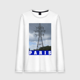 Мужской лонгслив хлопок с принтом Париж Эйфелева башня , 100% хлопок |  | Тематика изображения на принте: 