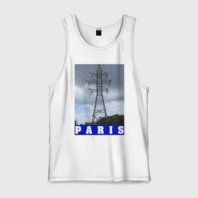 Мужская майка хлопок с принтом Париж Эйфелева башня , 100% хлопок |  | 