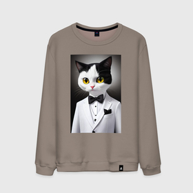 Мужской свитшот хлопок с принтом Котёнок   джентльмен   мем в Тюмени, 100% хлопок |  | Тематика изображения на принте: 