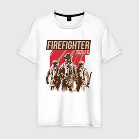 Мужская футболка хлопок с принтом Firefighter squad в Тюмени, 100% хлопок | прямой крой, круглый вырез горловины, длина до линии бедер, слегка спущенное плечо. | 