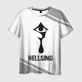 Мужская футболка 3D с принтом Hellsing glitch на светлом фоне в Курске, 100% полиэфир | прямой крой, круглый вырез горловины, длина до линии бедер | Тематика изображения на принте: 