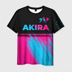 Мужская футболка 3D с принтом Akira   neon gradient: символ сверху в Петрозаводске, 100% полиэфир | прямой крой, круглый вырез горловины, длина до линии бедер | Тематика изображения на принте: 