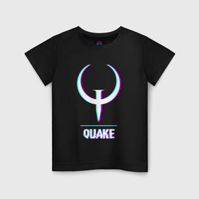 Детская футболка хлопок с принтом Quake в стиле glitch и баги графики в Екатеринбурге, 100% хлопок | круглый вырез горловины, полуприлегающий силуэт, длина до линии бедер | 